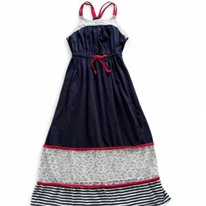 Bonnie Jean Navy Dress with Red and Lace Accents